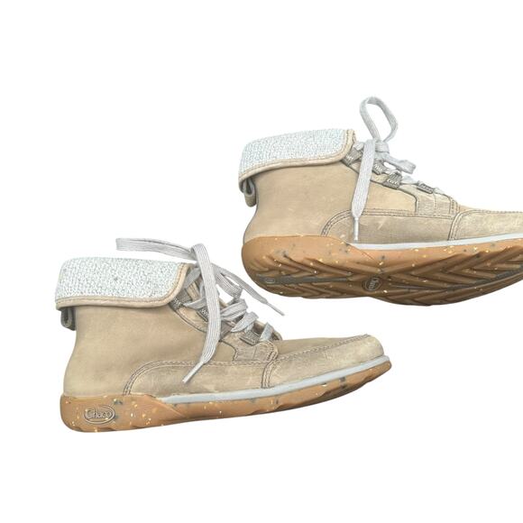 Chaco Barbary Chukka Gray Leather Wool Collar Lace Up Ankle Boots Women’s 7 - Picture 10 of 12